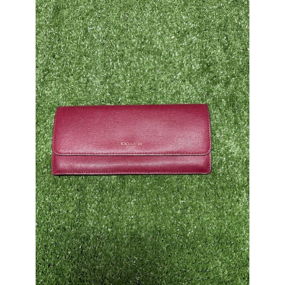 Coach Red/Gold Continental Slim Long Wallet for Women with Snap Closure
